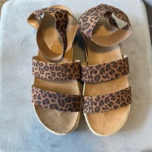 Leopard time and true wedge sandals